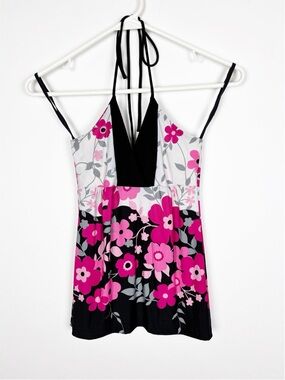 Taheri Halter Top Size Small Pink Floral Y2K Feminine Cottagecore